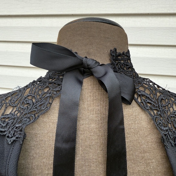 Stunning Black High Neck Lace Open Back Top - Picture 4 of 9